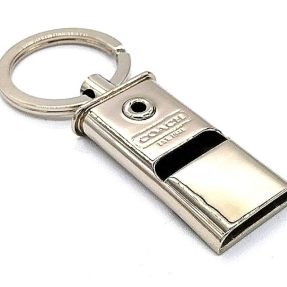 Vintage COACH Real Whistle Keychain Key Fob Purse Charm in Silver